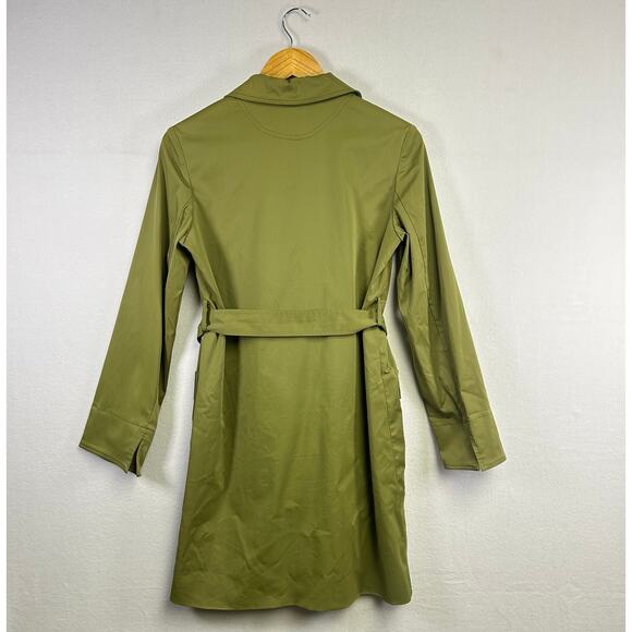 Cynthia Steffe Womans Olive Green Classic Chic Belted Trench Coat Small - Picture 7 of 11